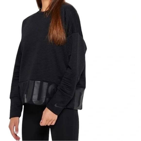 NIKE Dri-Fit M Navy Just Do It Ribbed Knit‎ Pullover Sweatshirt - Picture 1 of 13